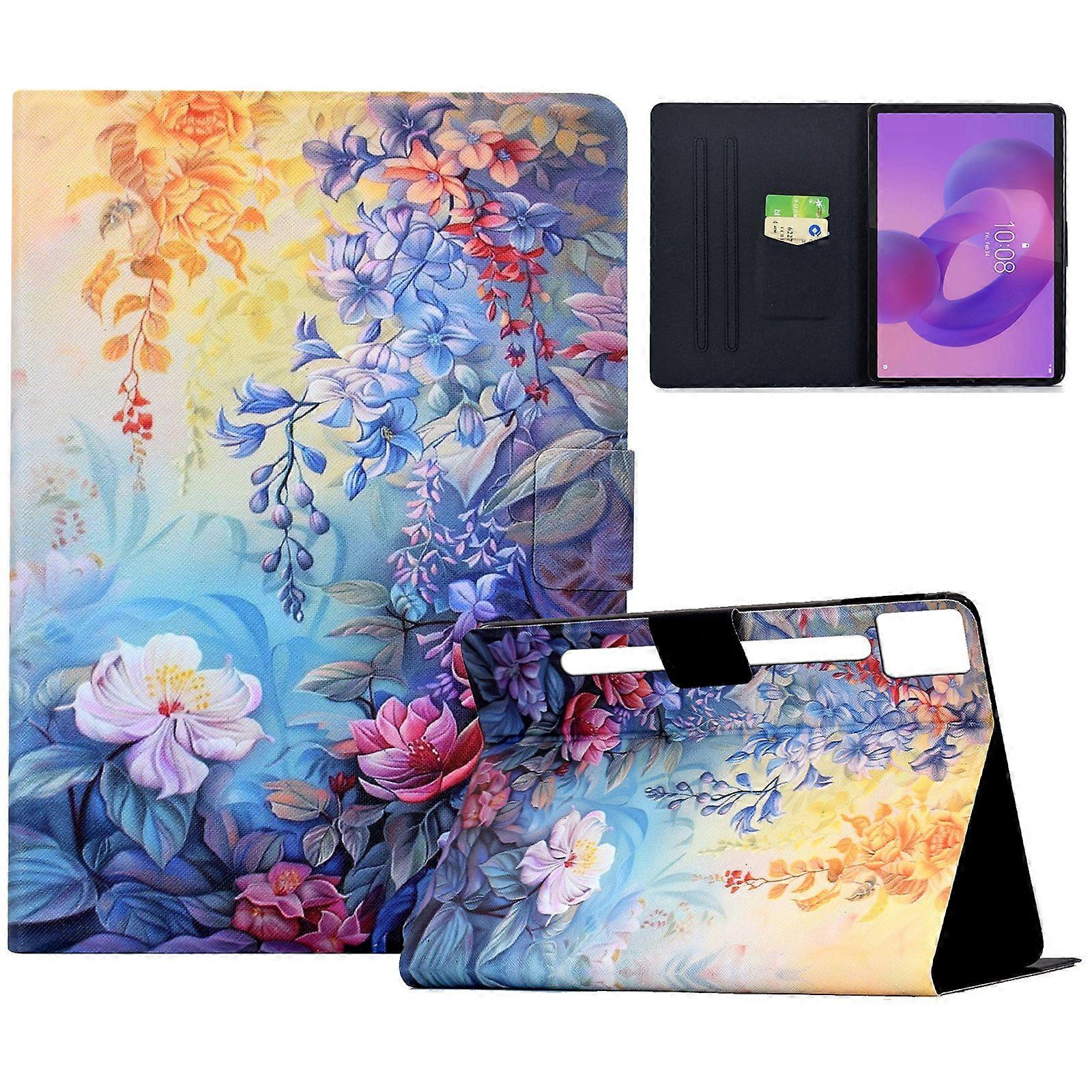 For Lenovo Idea Tab Pro/Tab P12 Pro Gen 2 Case Colorful Pattern Painting Card Slots Stand Leather Tablet Cover with Auto Sleep/Wake