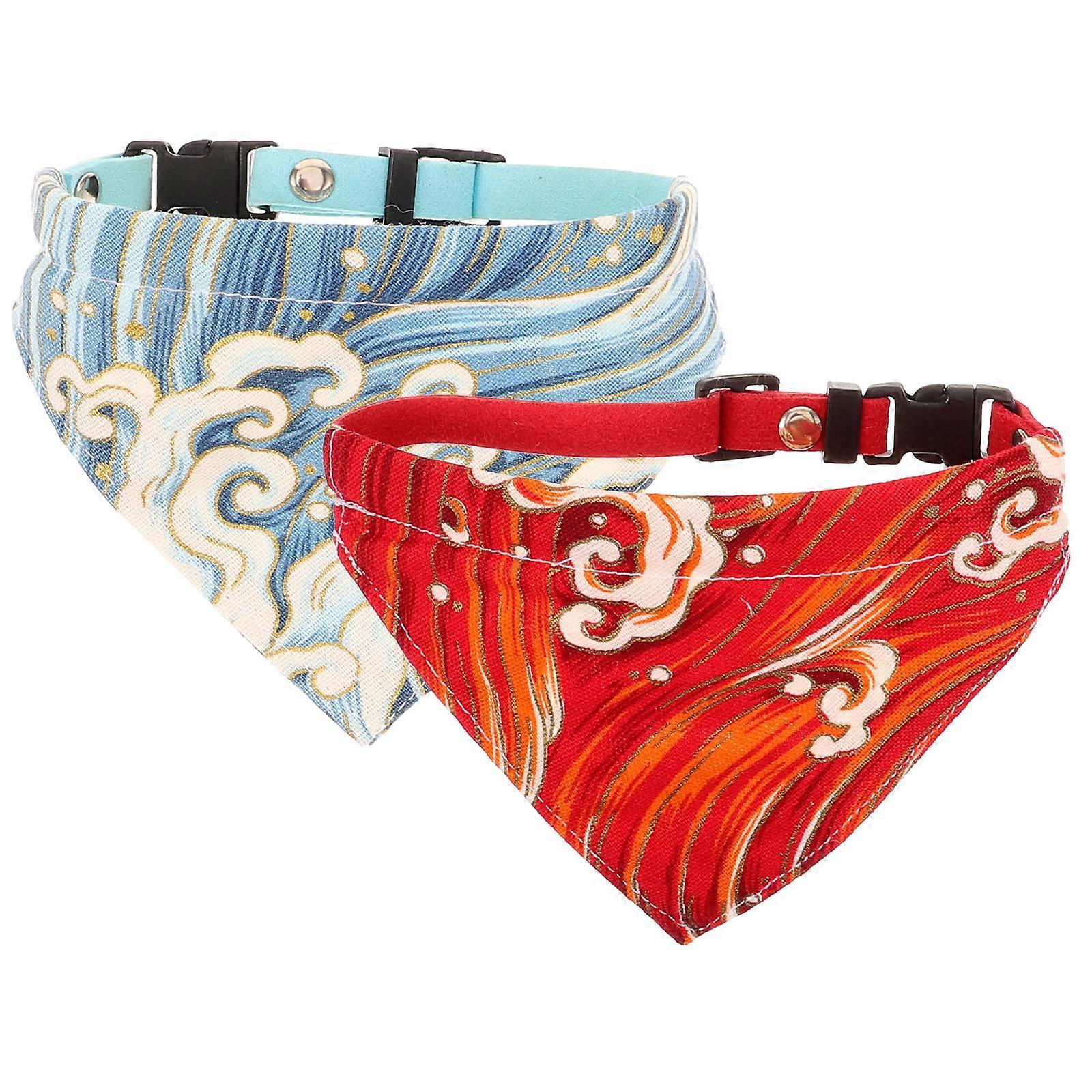 Dog Scarf Collar for Dogs 4Pcs Adjustable Triangle Flower Pattern Collars