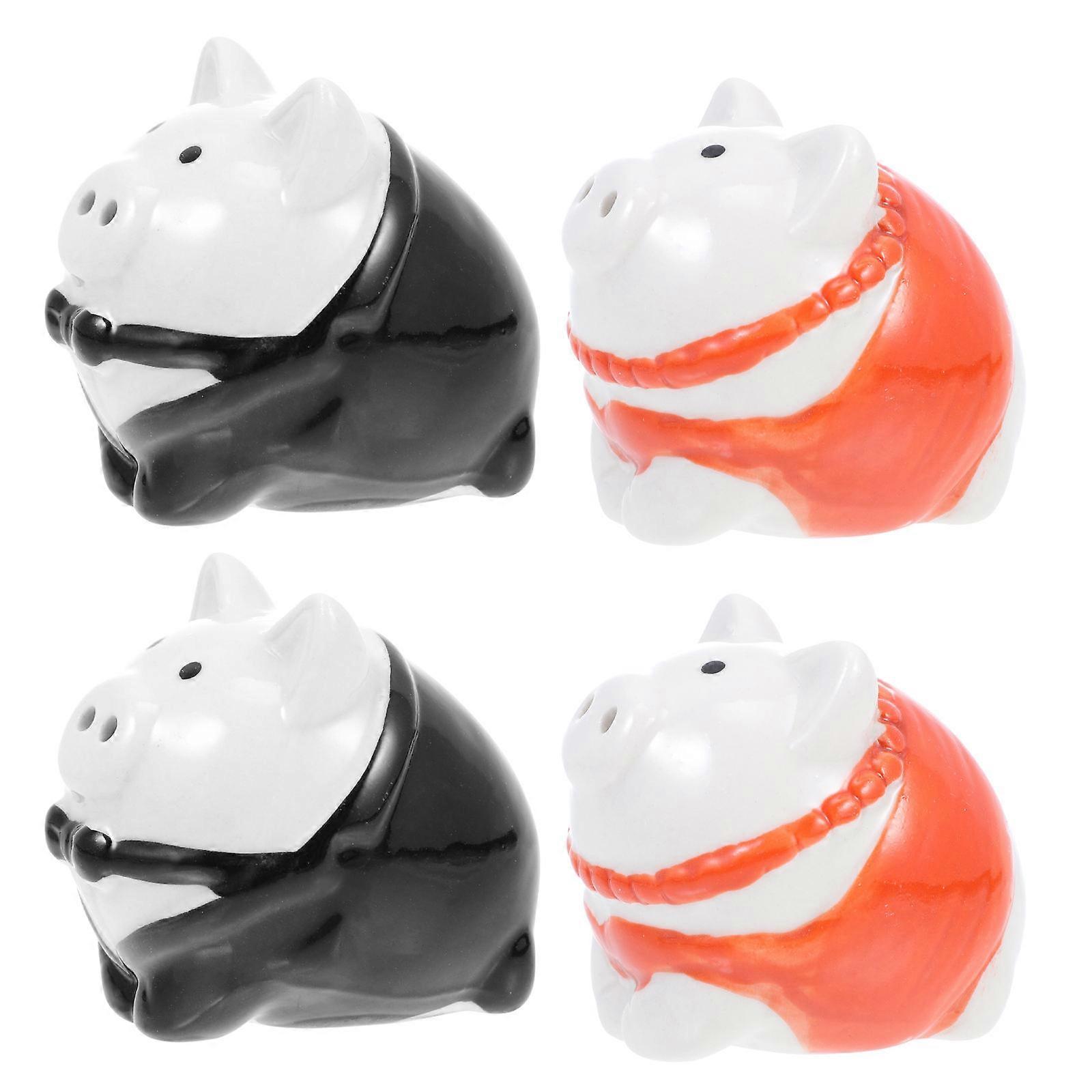 Ceramic Kitchen Jar with Pig Shape for Pepper Powder Holder 4Pcs