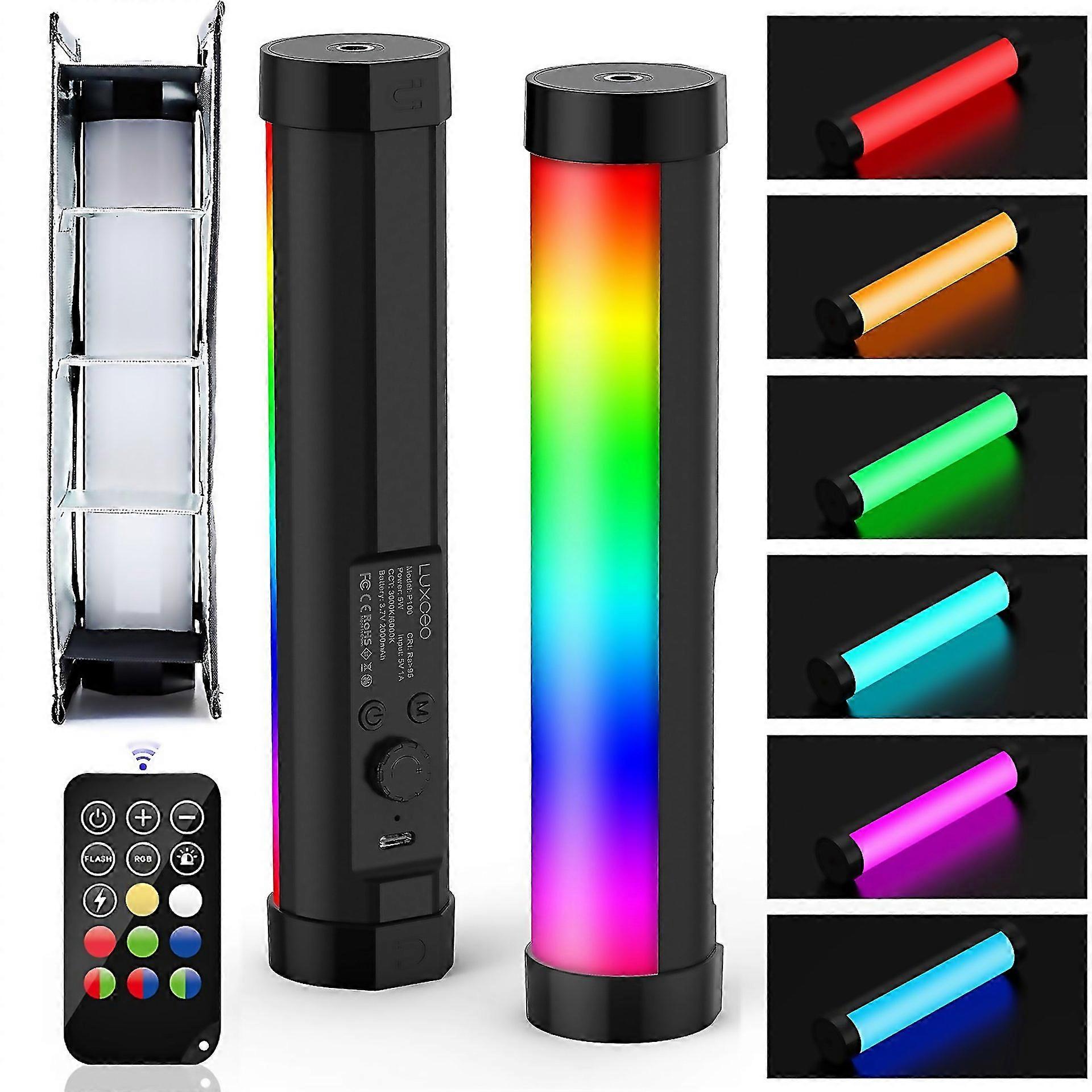 For Luxceo P100 Rgb Photo Video Light Stick Handheld Fill Light With Remote Control Grid Softbox