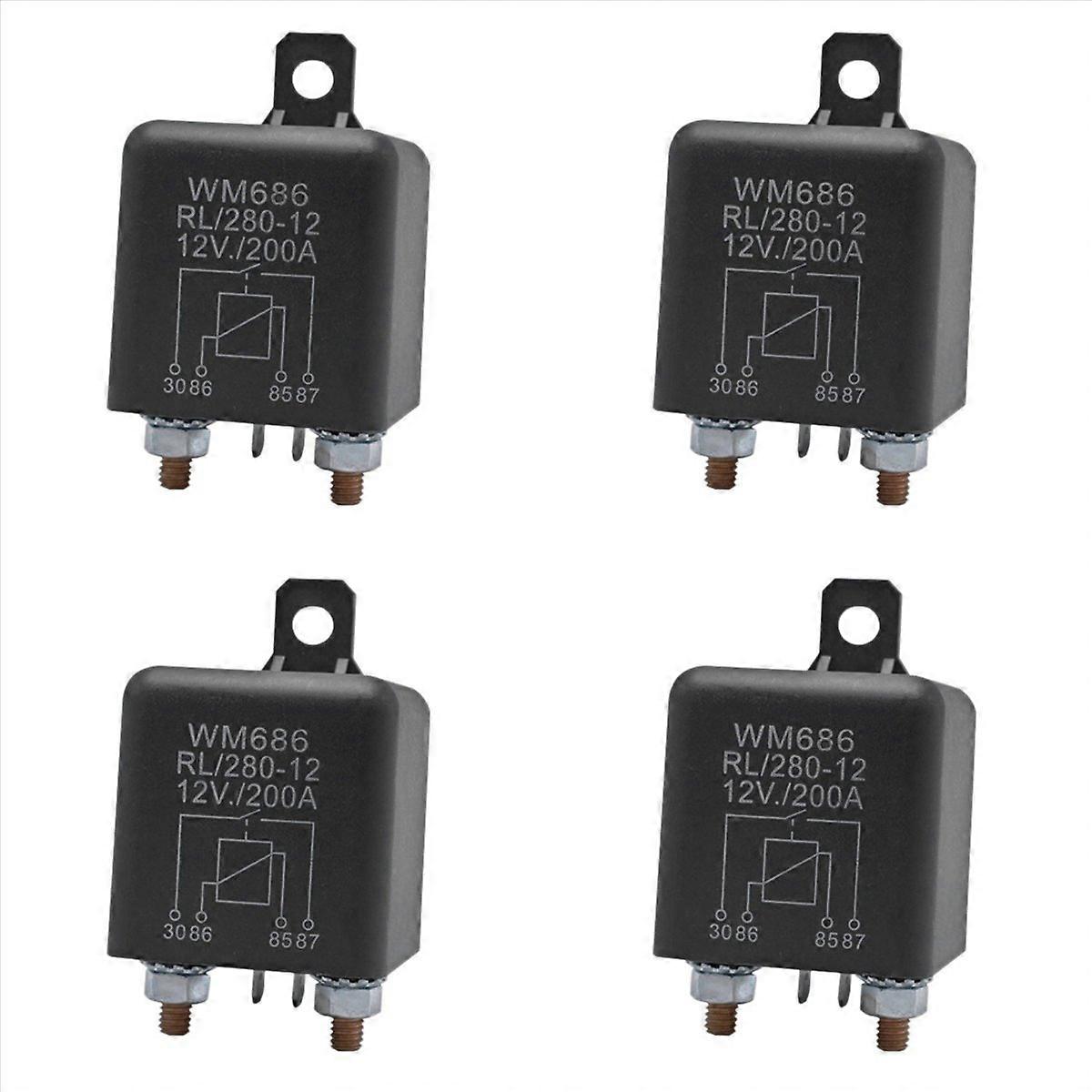 4X Battery Isolator Relay 12V 4-Pin WM686 Relay Car on/OFF Switch Normally Open Relay RL/280 200A