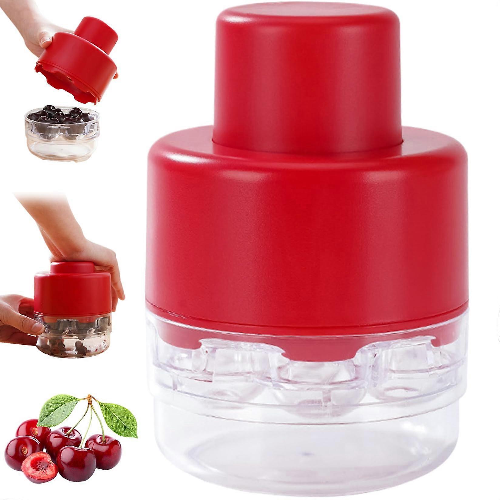 Cherry Pitter 7Hole Tool, QuickRelease Seed Remover, Detachable Portable Cherry Pit Remover, Red For Kitchen & Picnics