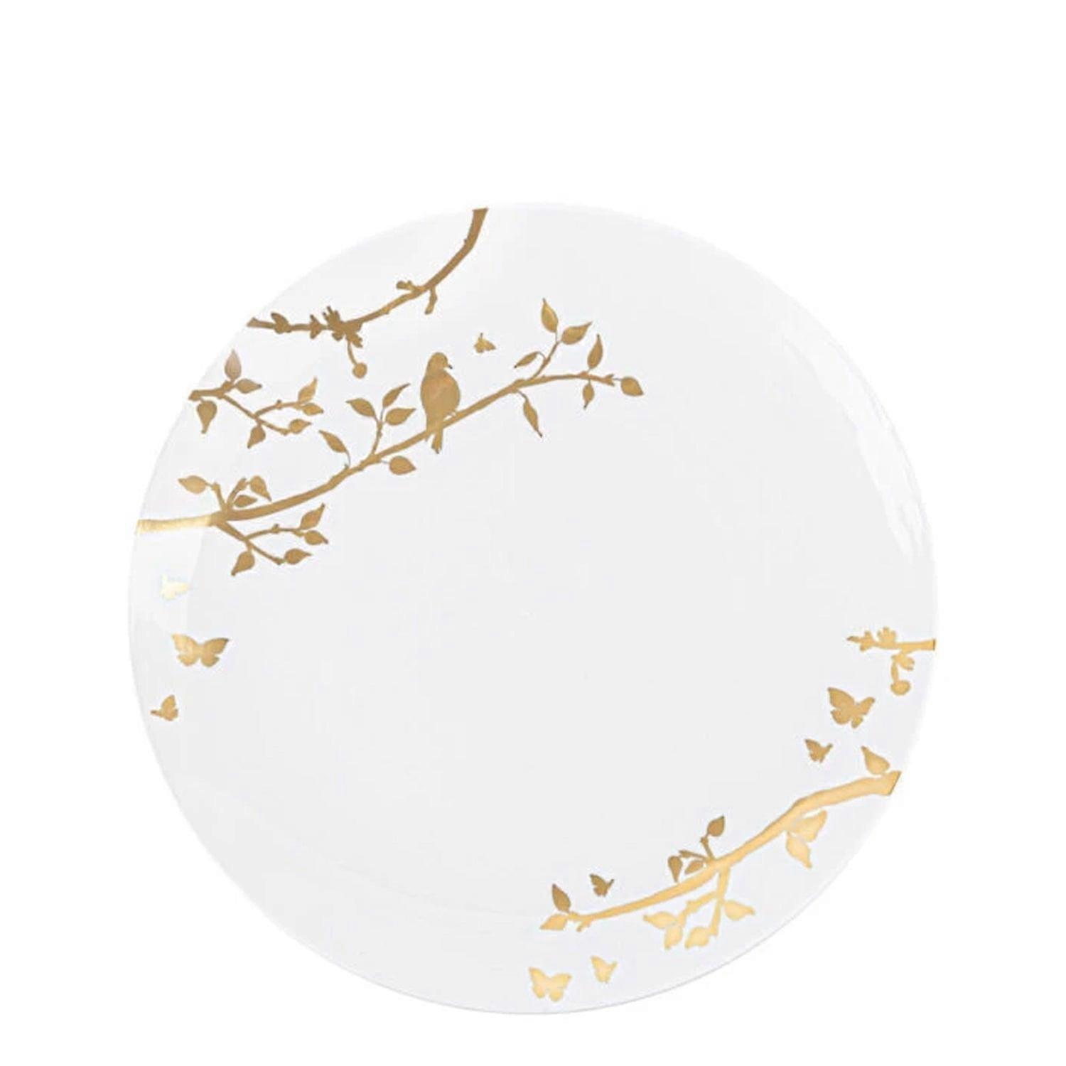 Spring Collection White and Gold Plastic Salad Plates 7.5"
