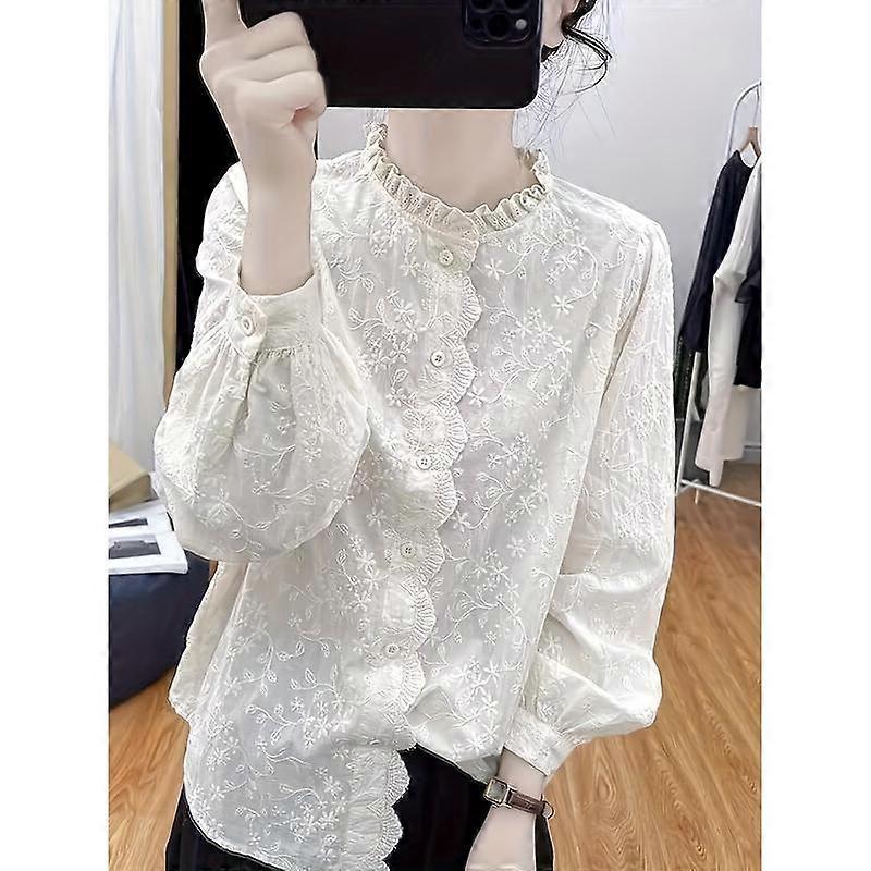 Damenmode Bestickte Bluse Polyester-Nylon-Mischgewebe