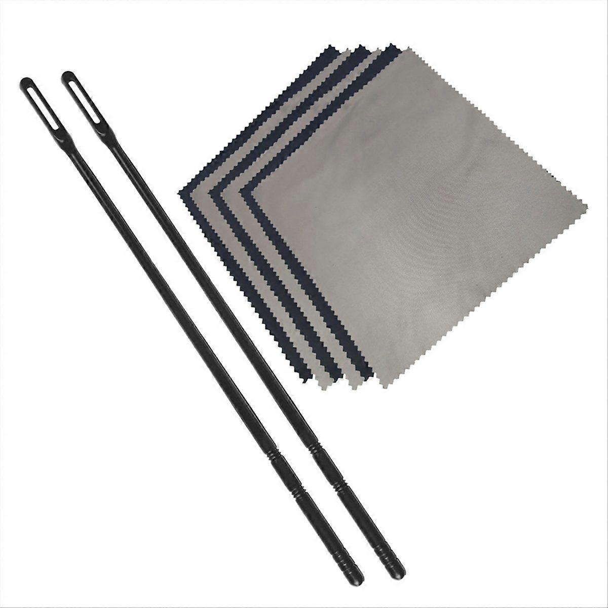Flute Cleaning Rod+6Pcs Cleaning Cloth Black-Gray
