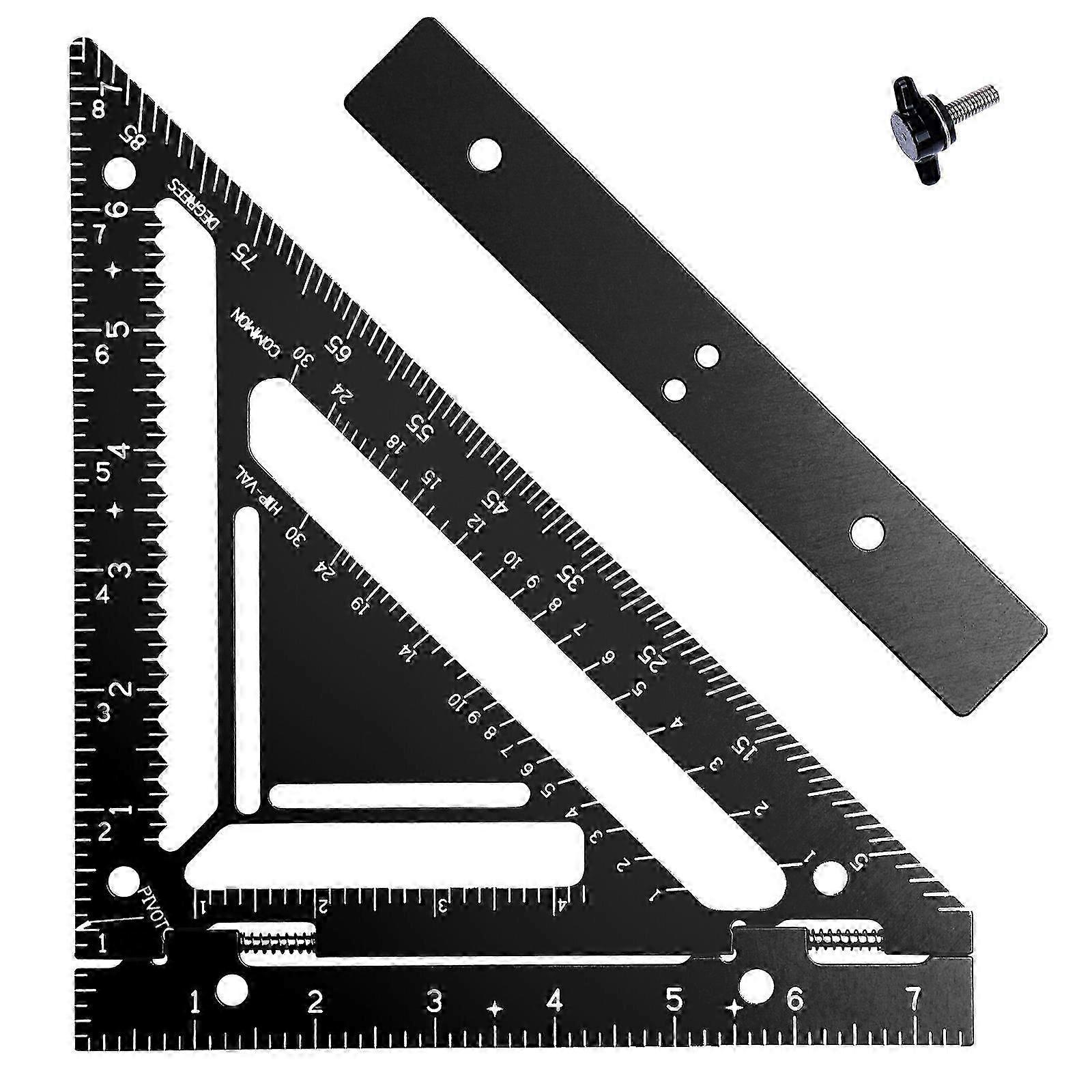 7Inch Triangle Ruler Measurement Tool Aluminium Alloy Carpenter Tools Inch Metric Angle Ruler Speed Square Woodworking Tools