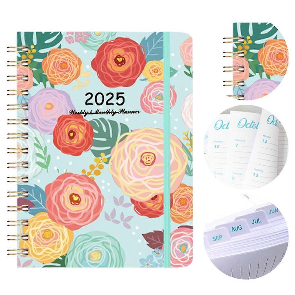 Yegsfteu 2025 A5 Diary Planner Spiral Bound Weekly Planner Notebook with Monthly Tabs Calendar Planner for Office School