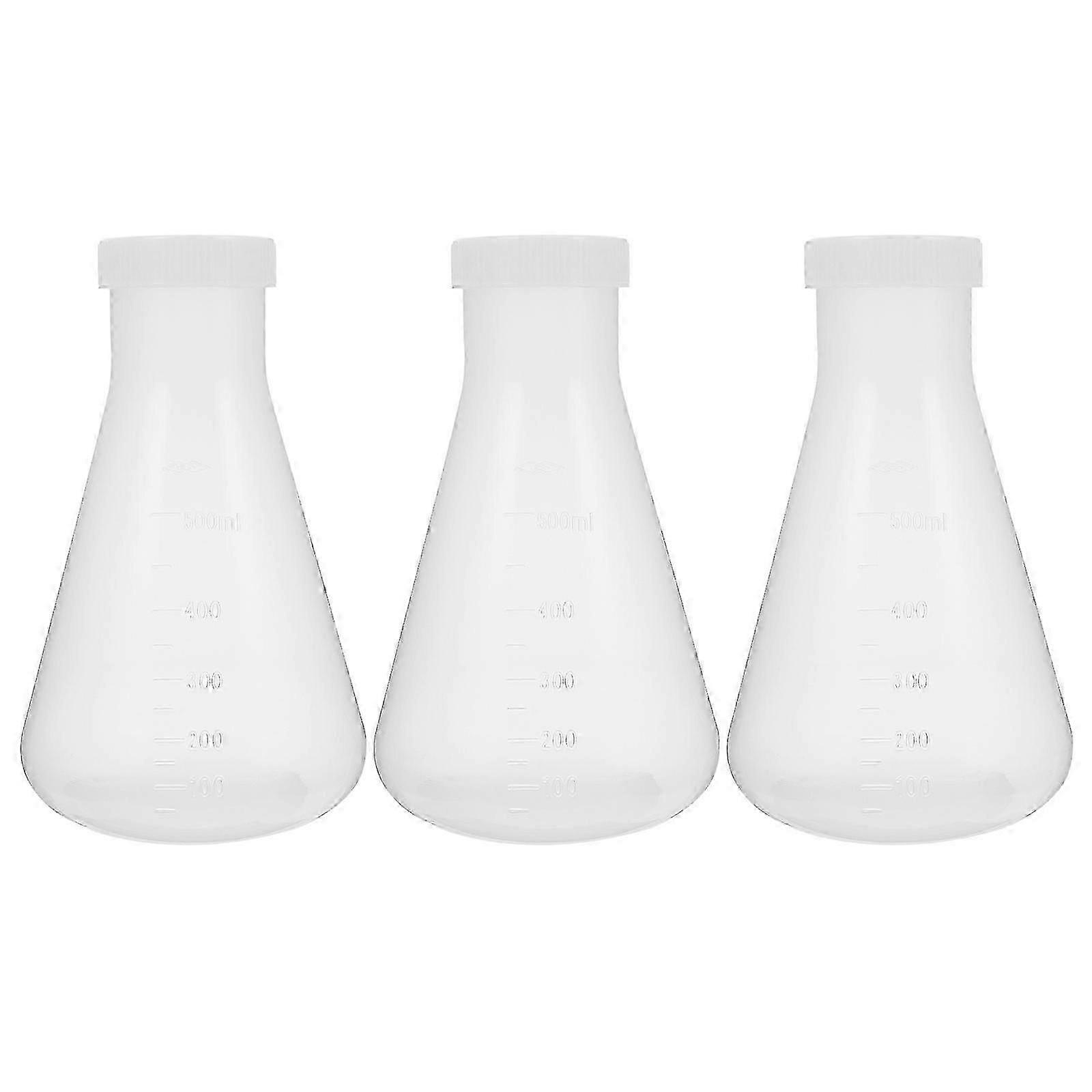 25-26 3pcs Plastic Erlenmeyer Flask Transparent Science Flask Practical Conical Flask