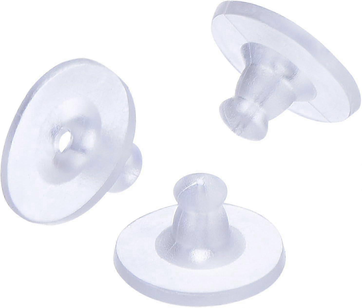 100 Pack Clear Rubber Earring Safety Backs Clutch Earring Pad