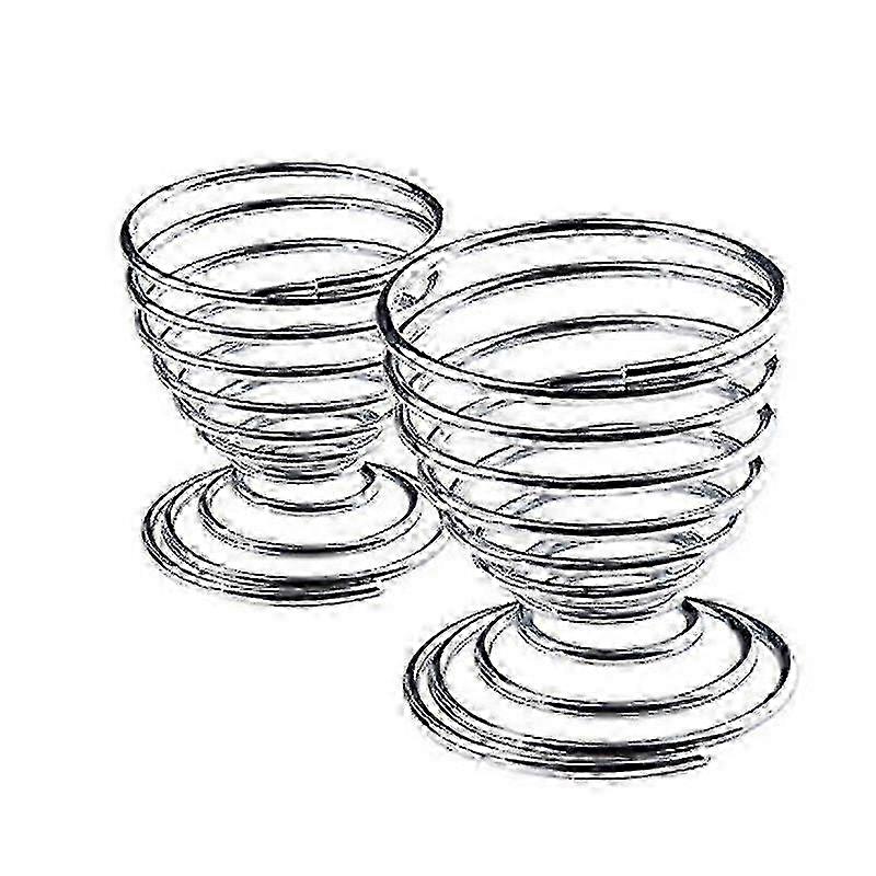 2Pcs Metal Spiral Spring Egg Holder with Space-Saving Wire Tray Design for Kitchen Organizing