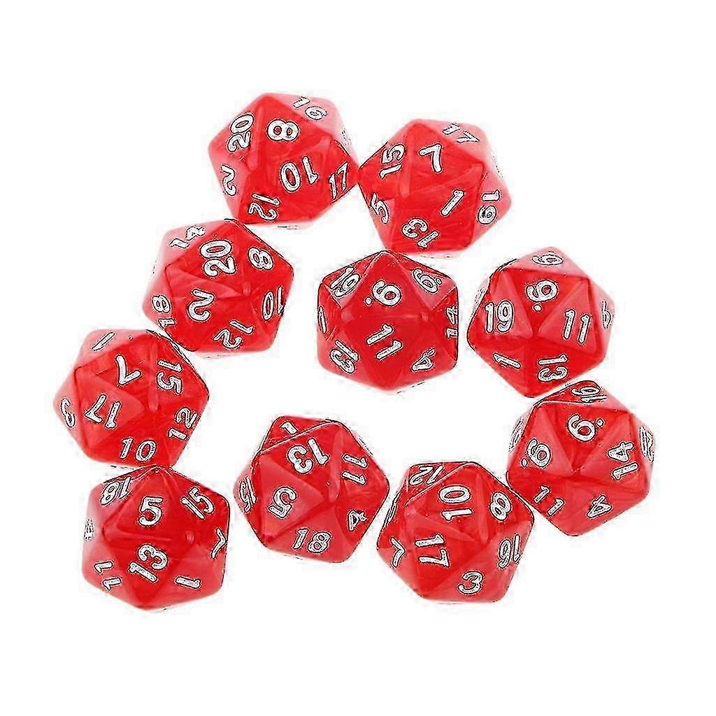 10pcs Twenty Sided Dice D20 Playing D&D RPG Party Games Dices Red