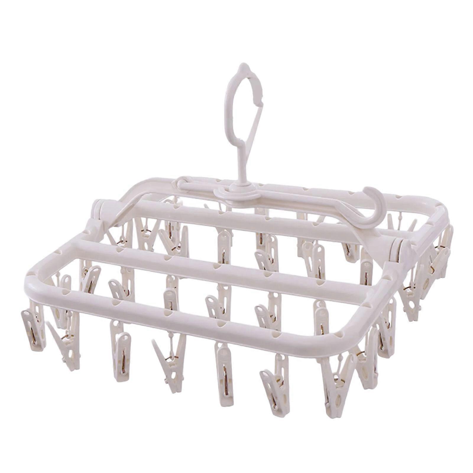 Multifunctional Folding Clothes Dryer Rack Thickened Arms For Bedding Towels Home Use  Ivory