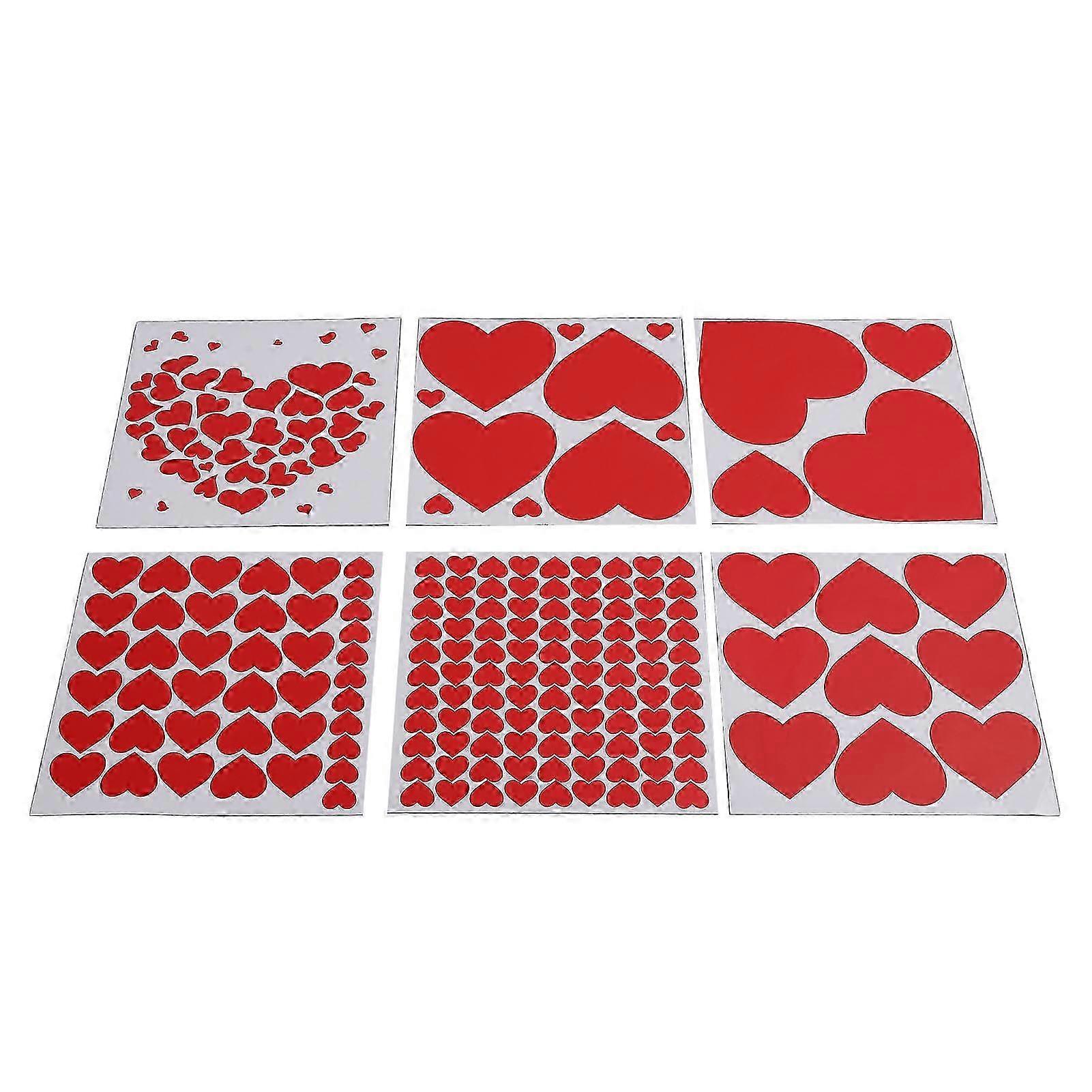 6Pcs 레드 하트 자체 접착 발렌타인 데이 벽 스티커 결혼 기념일 파티 장식