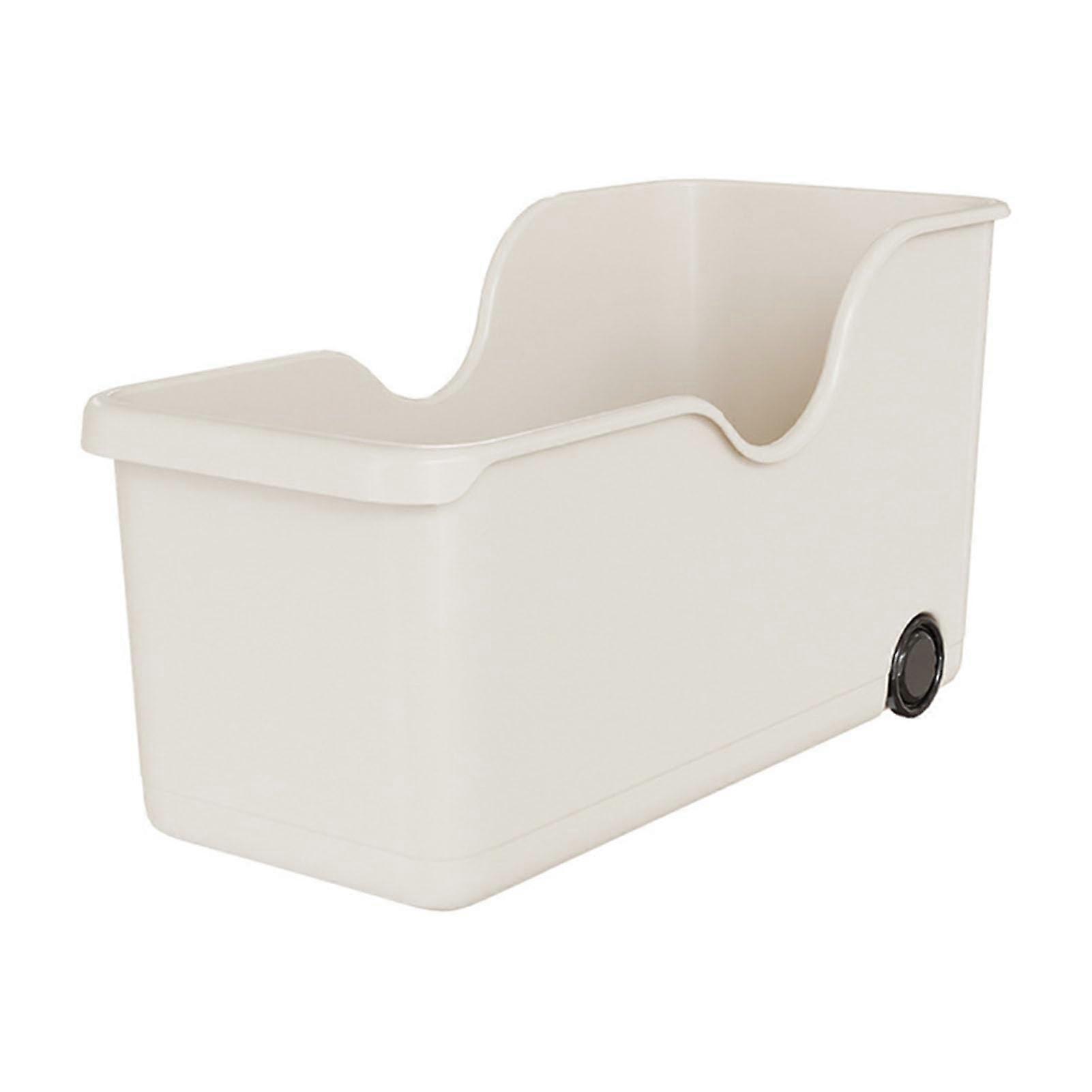 Plastic Storage Bin Small Pantry Organizer With 2 Wheels Cabinet Storage Container For Countertop And Under Sink Shelves