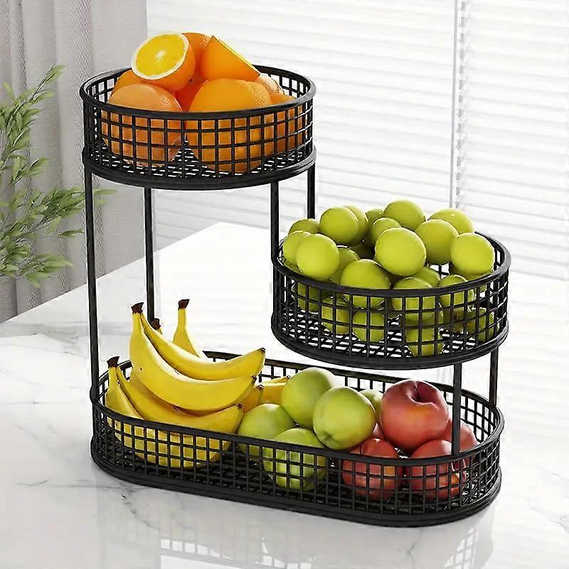 3Tier Fruit Basket Kitchen Countertop Organizer Stand Space Saving Design Three Tier Fruit Stand
