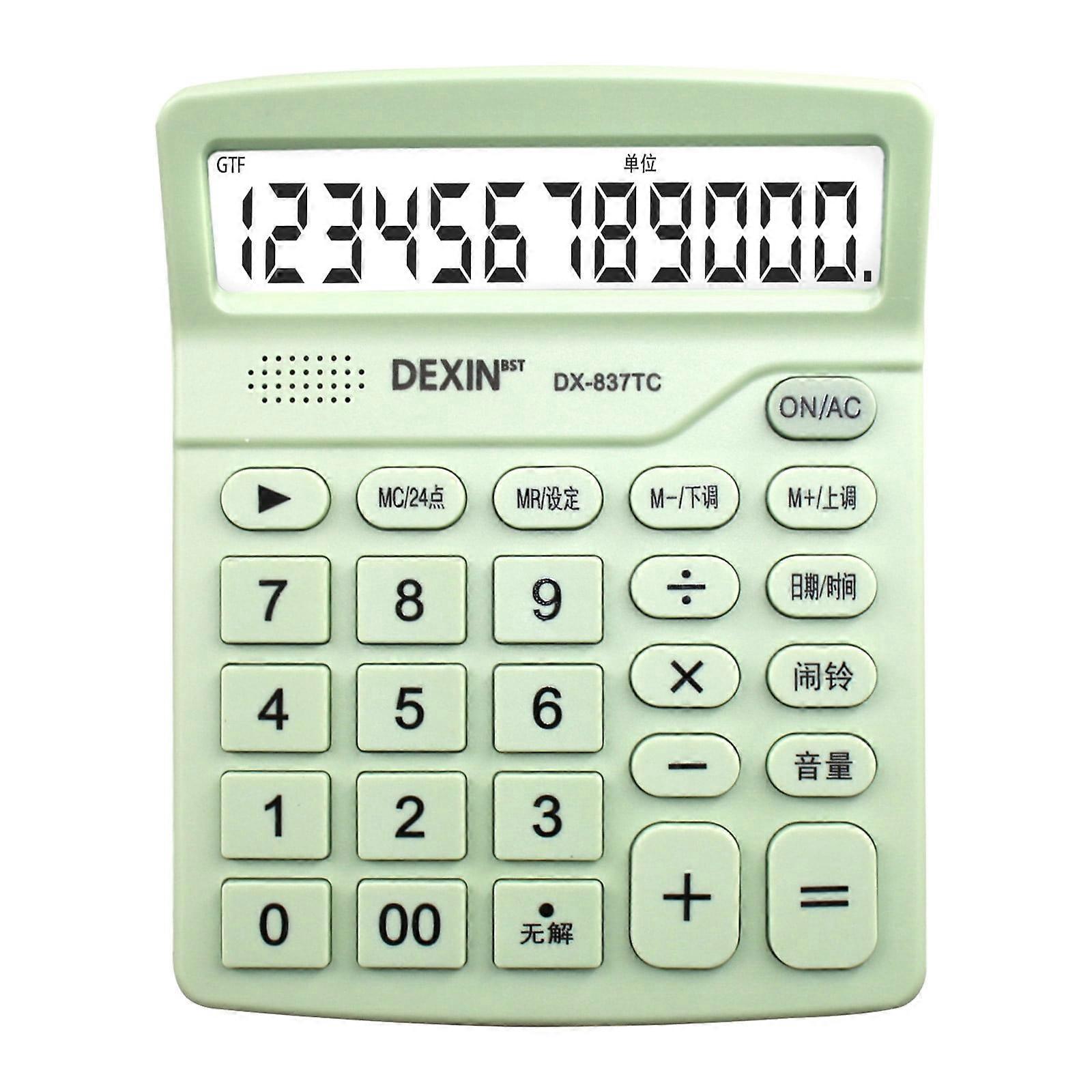 MERILER 12-Digit Large Display Desktop Calculator with Big Button Design and Musical Alarm Function