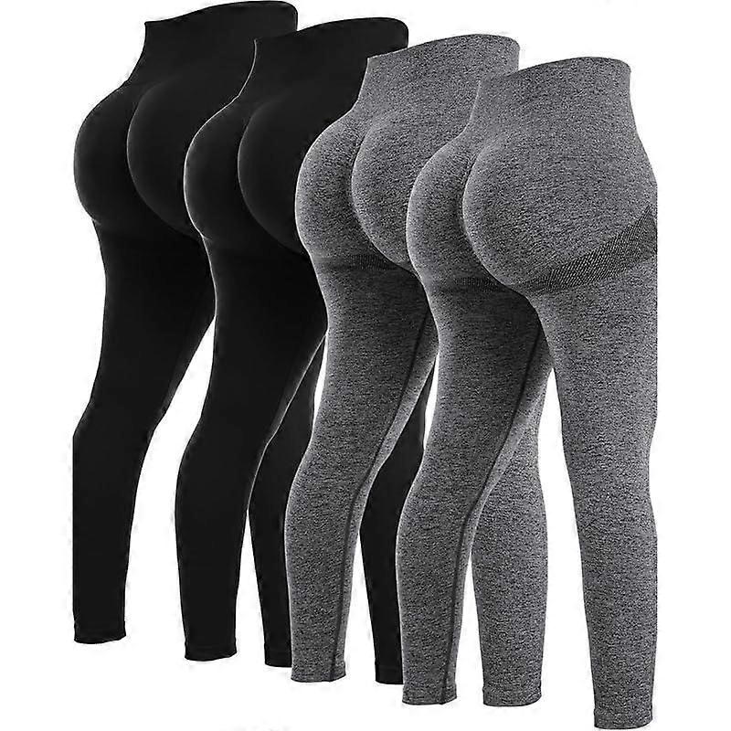 4 Piece Butt Lifting Workout Leggings for Women, Seamless Gym Scrunch Booty