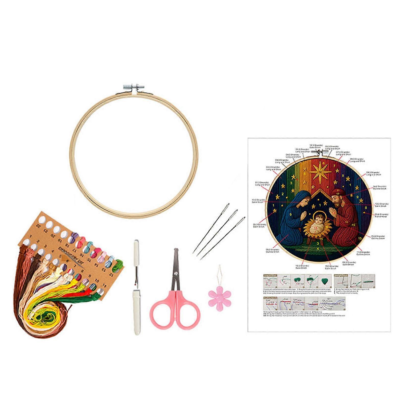 Beginner Friendly Handmade Sewing Embroidery Set With Child Safe Thread Easy Instructions For Creative Family Projects Multicolor