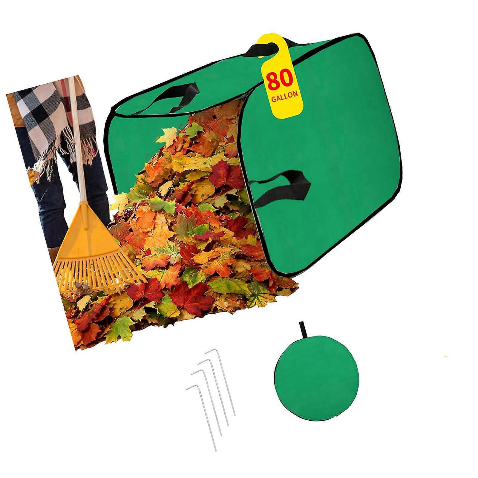 Multiple Purpose Yard Waste Bag Includes Ground Stakes And Storage Pouchs For Efficient Garden Maintenance Multicolor