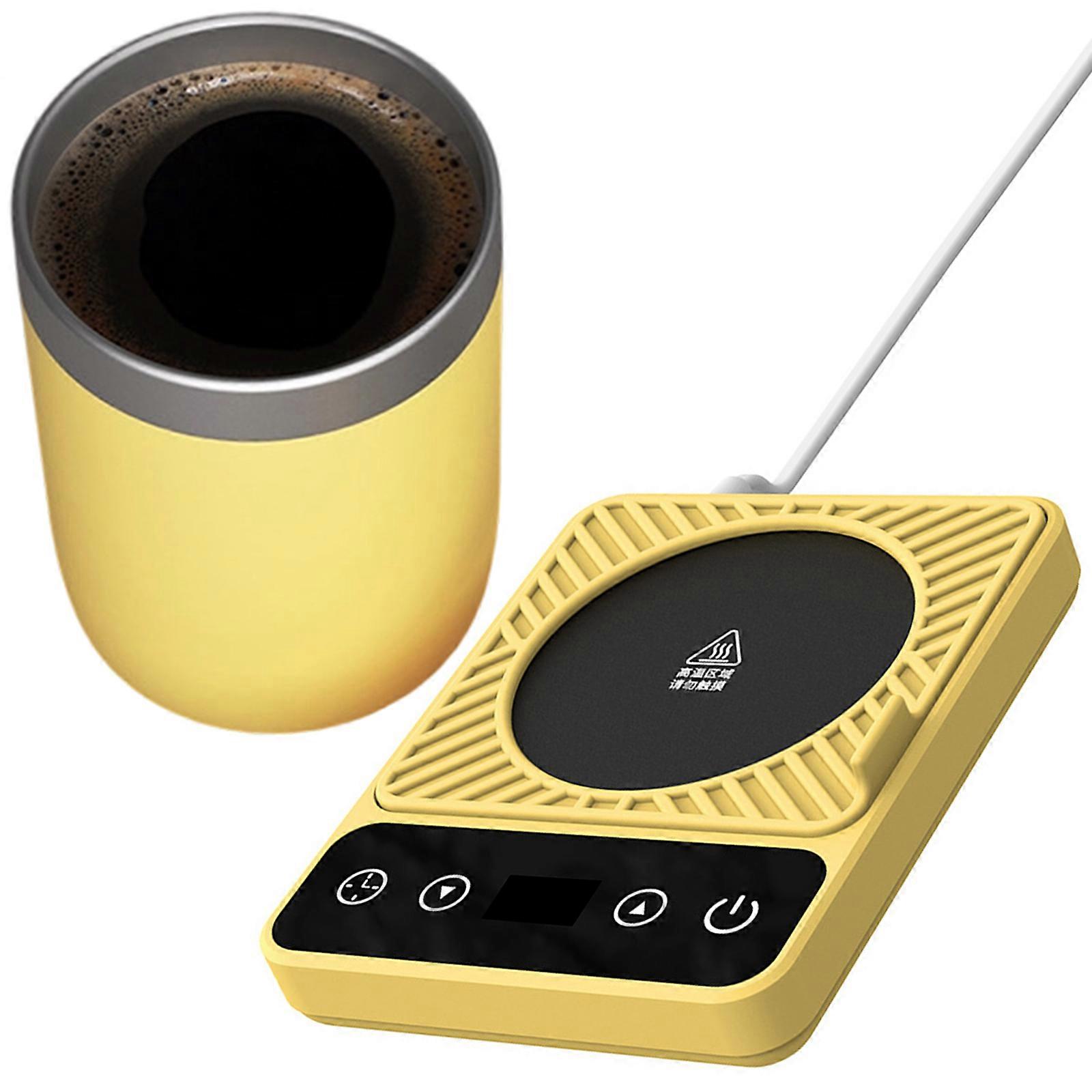 European Standard Coffee Mugs Heating Pad 55℃ Constant Warmth 9 Adjustable Mode Kitchens Accessory Easy Cleaning Front  Yellow