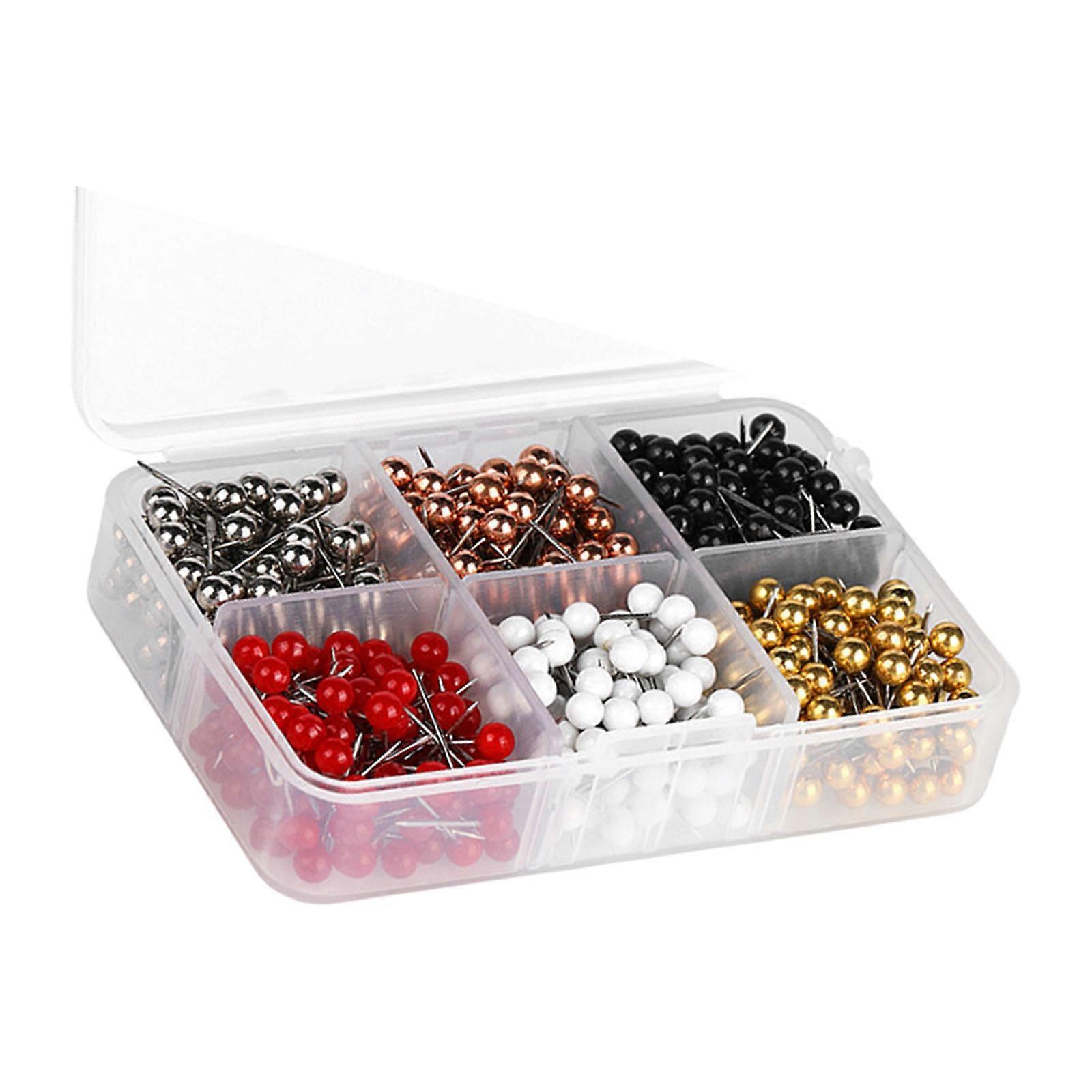 1800/510Pcs Beads Head Push Pins Multicolor Thumbtacks Cork Notice Board Pin for Bulletin Board Quilting Positioning Pin Multicolor