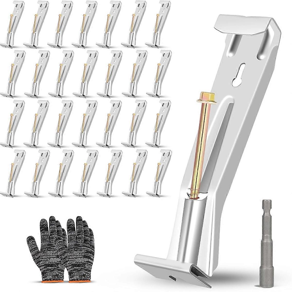 28-Pack Concealed Gutter Brackets, Sturdy Rain Gutter Brackets with Screws and Clamps for K-Type Vinyl Gutters