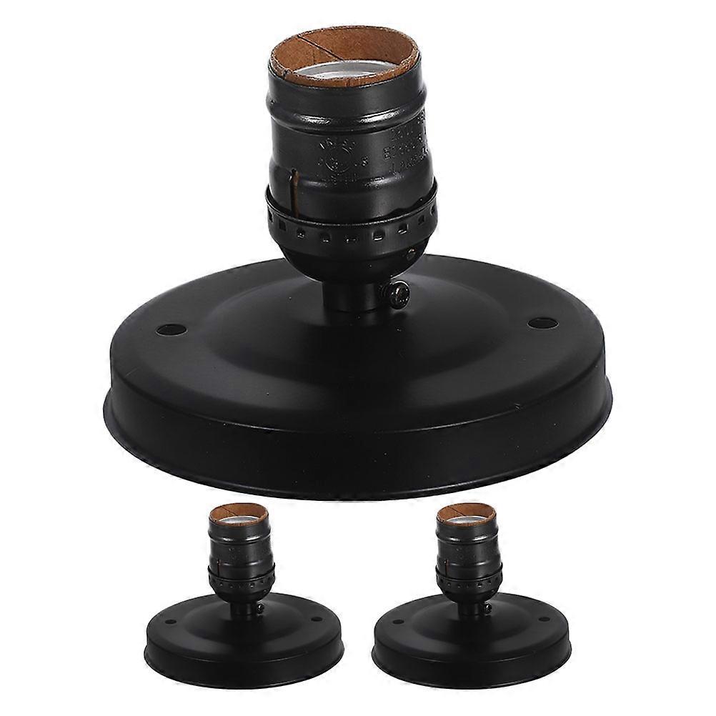 Ceiling Lamp Holder Vintage Socket Base for E26 E27 with 3Pcs Black Iron Aluminum