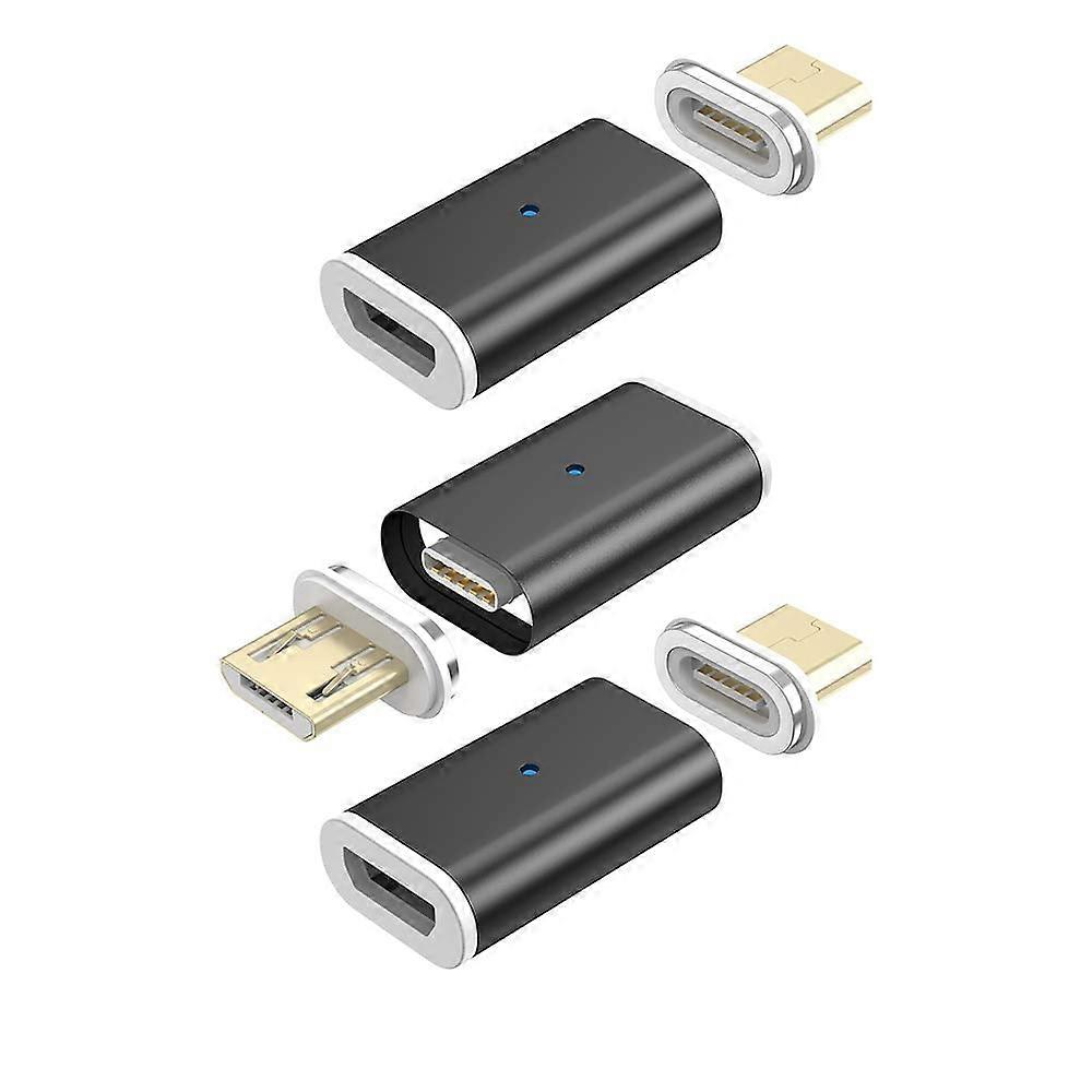 NetDot Gen10 Magnetic Micro USB to Micro USB Adapter Converter(3 Pack Black)
