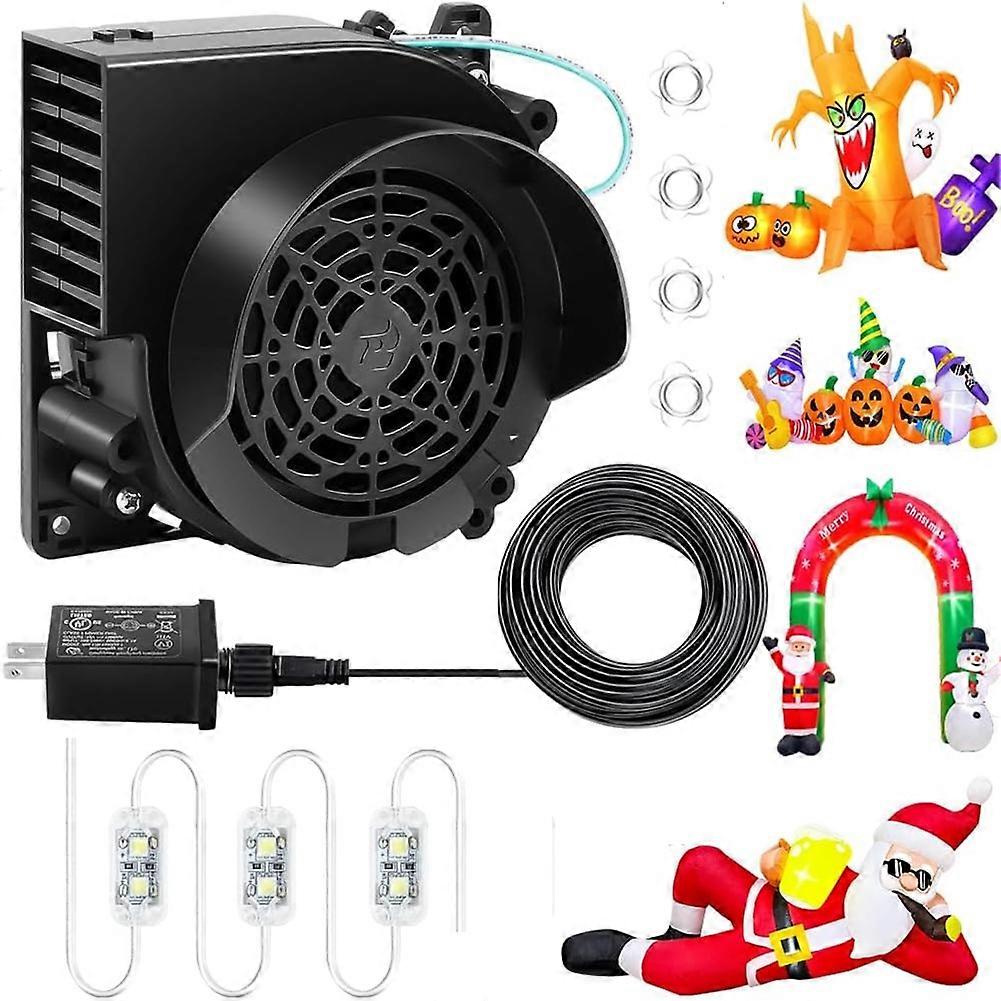 Inflatable Fan Replacement 12V 1.2A, Mini Air Blower Fan with 12V 1.5A Adapter and 3 LED Bulbs for Outdoor Yard US Plug