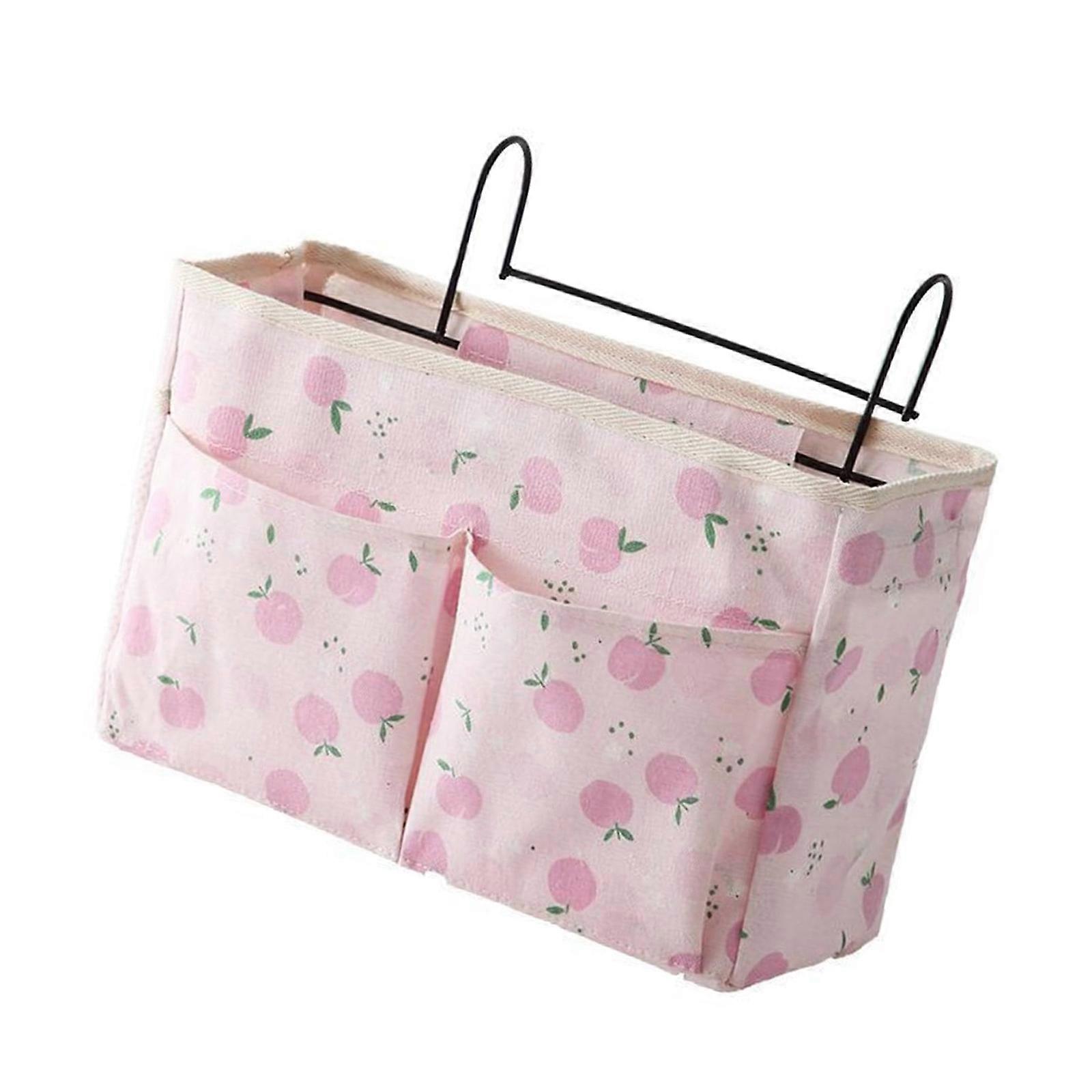 Bedside Storage Organizers Cotton Linen Bag with Multiple Pockets and Lovely Patterns for Bedroom Organization Multicolor