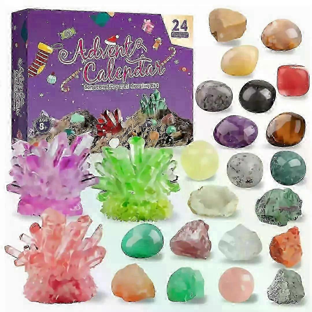 2025 Crystal Growing Kit Advent Calendar, 24 Days of Gemstones, Rocks & Fossils Gift for Kids
