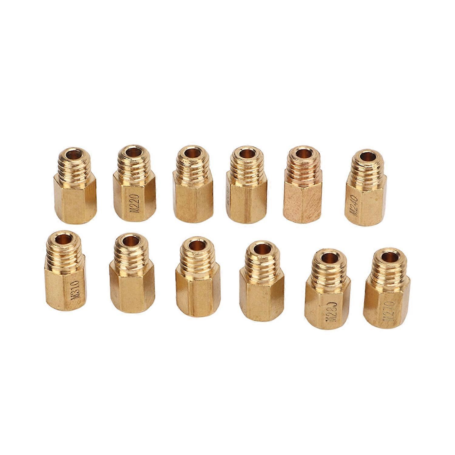 12Pcs/Set Hex Type Brass Main Jet Carburetor Main Nozzle Kit Replacement for Mikuni VM TM TMX 210‑32