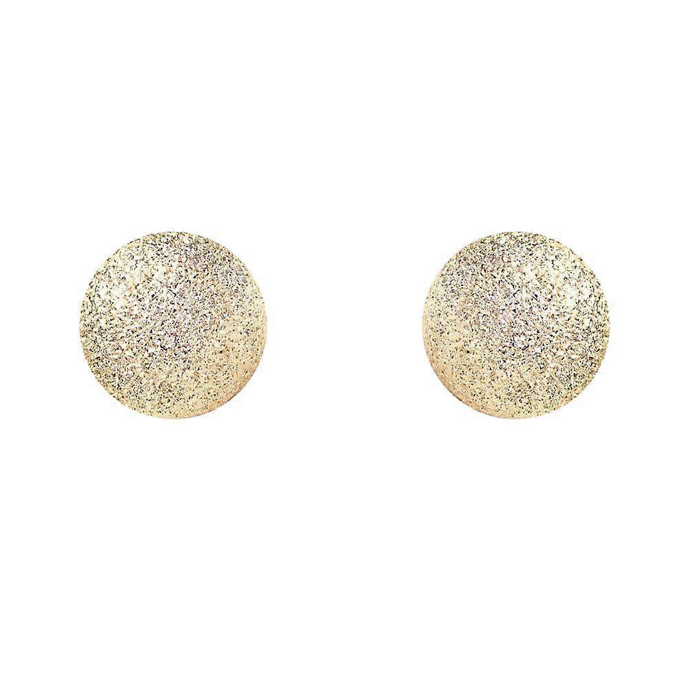 Jewelco London 女士 9 克拉黄金 Moondust 磨砂球形耳钉 - 6 毫米