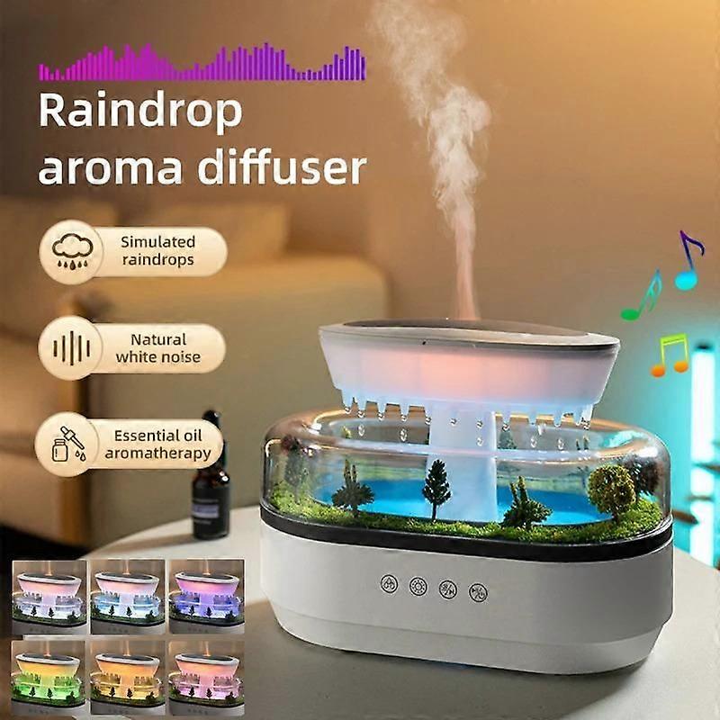 Rain Cloud  Aroma Humidifier With 7 Color Night Light Raindrop Air Humidifier White Noise Cool Mist Atmosphere Micro Landscape Essential Oil Diffuser 