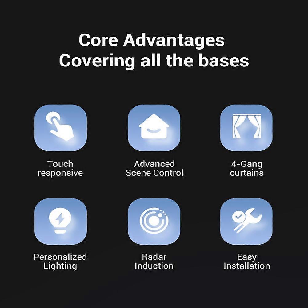 3.5 Inch Smart Wall Switch Touch Screen 4 Groups Switch 8-Way Scene Radar Sensor Dimming Switch Curtain Tuya Zigbee A