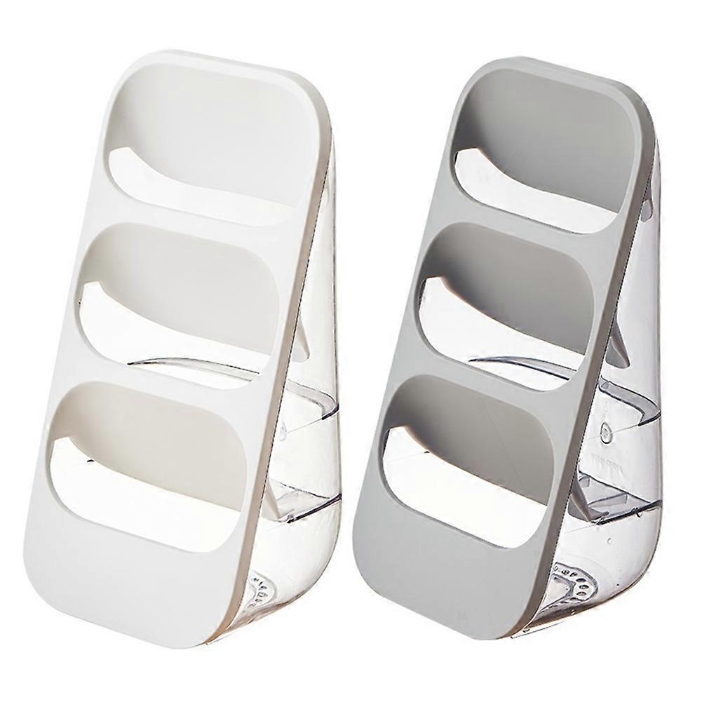Multi-Functional Three-Layer Draining Storage Box for Kitchen Utensils - Plastic Organizer,White & Gray