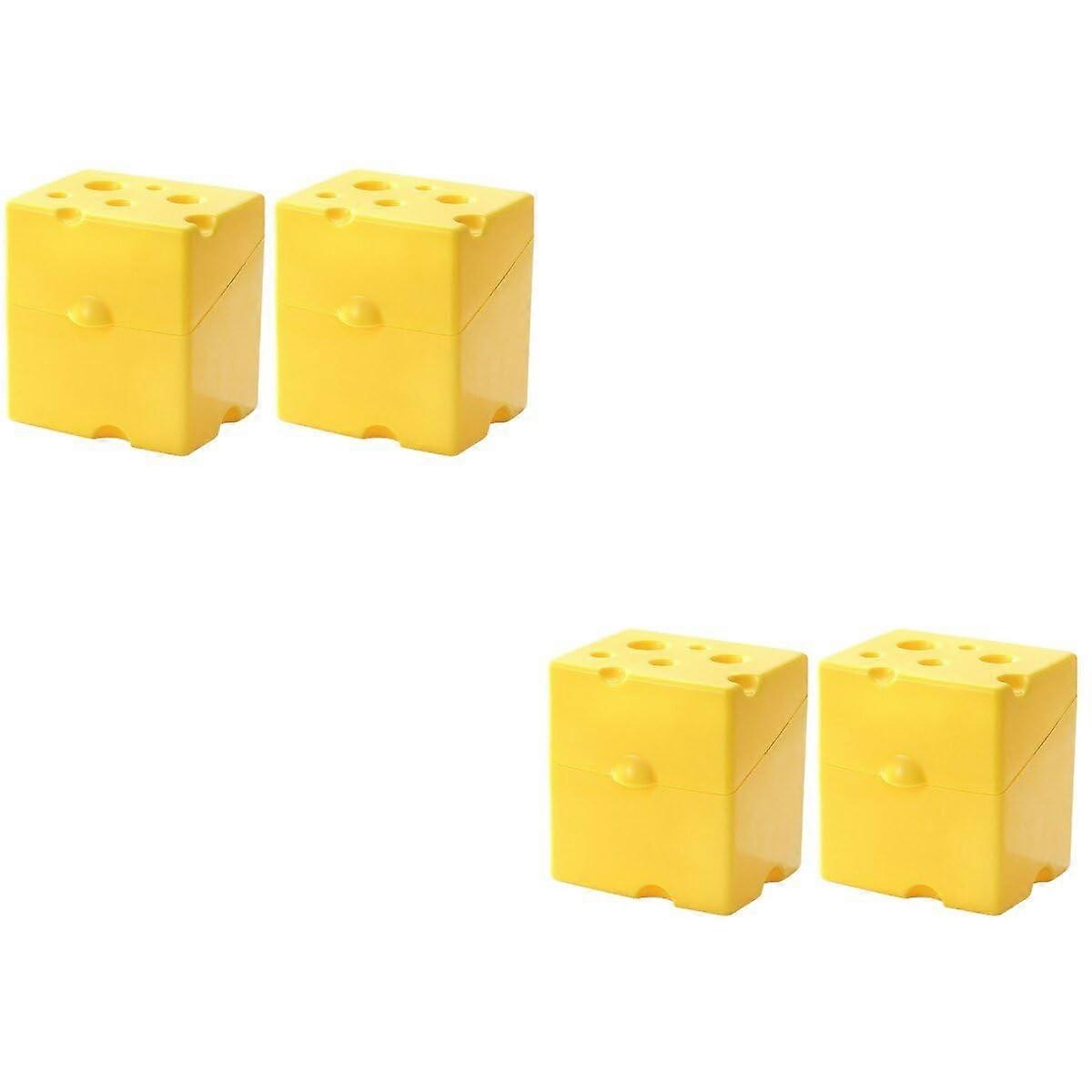 Cheese Slice Holder Set of Four with Airtight Lid, Kitchen Storage Box for Cheese and Butter, Refrigerator Organization