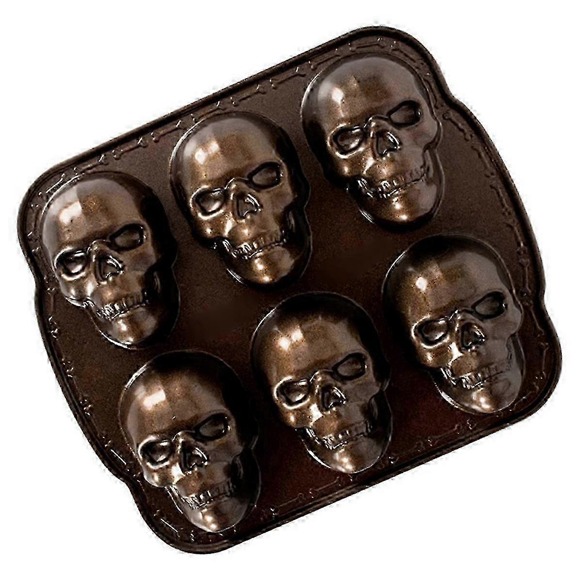 w Ware Halloween Bakeware, Haunted Skull Cakelet Pan, Bronze