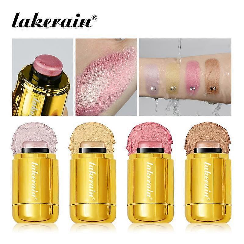 ?2 Counts Shimmer Highlighter Stick, Shimmer & Buildable Glow Makeup Stick, Smooth Silky Stroke, Face & Body Multitasking, Twist Design, Por