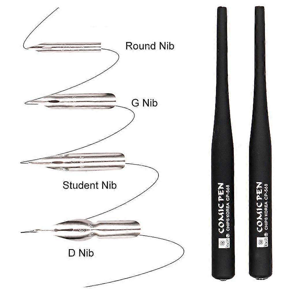 Comic Animation Sketching Art Pen Holder with Nib Set Cartoon Drawing Dipping Pen Round Nib Line Drawing Pen