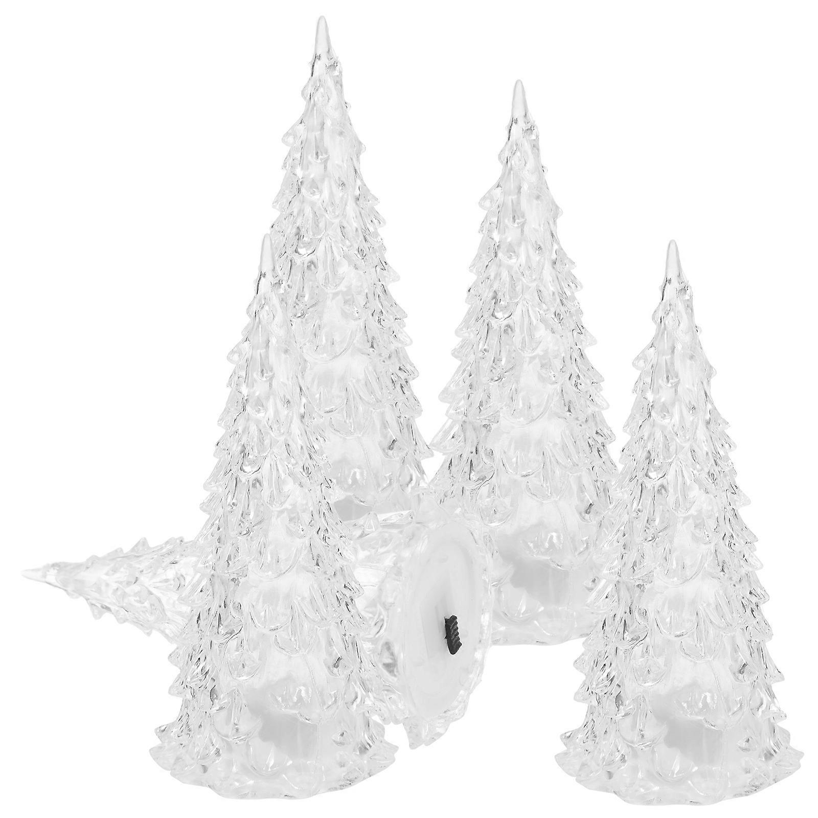 LED Christmas Tree Figurines for Festive Decor 5Pcs Acrylic Mini Trees