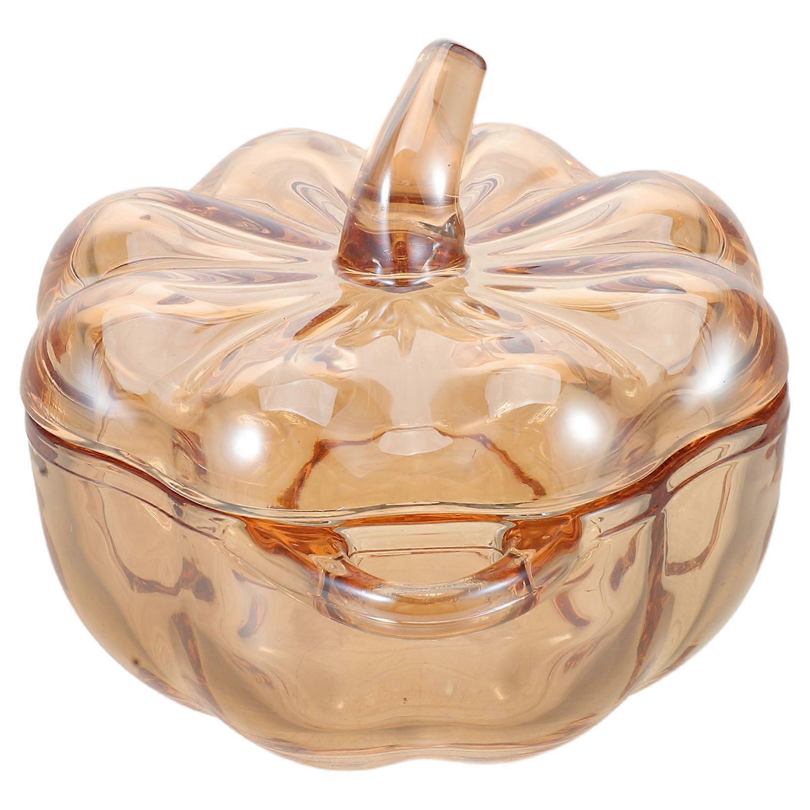 Glass Pumpkin Jar for Decorative Sugar Storage with Lid
