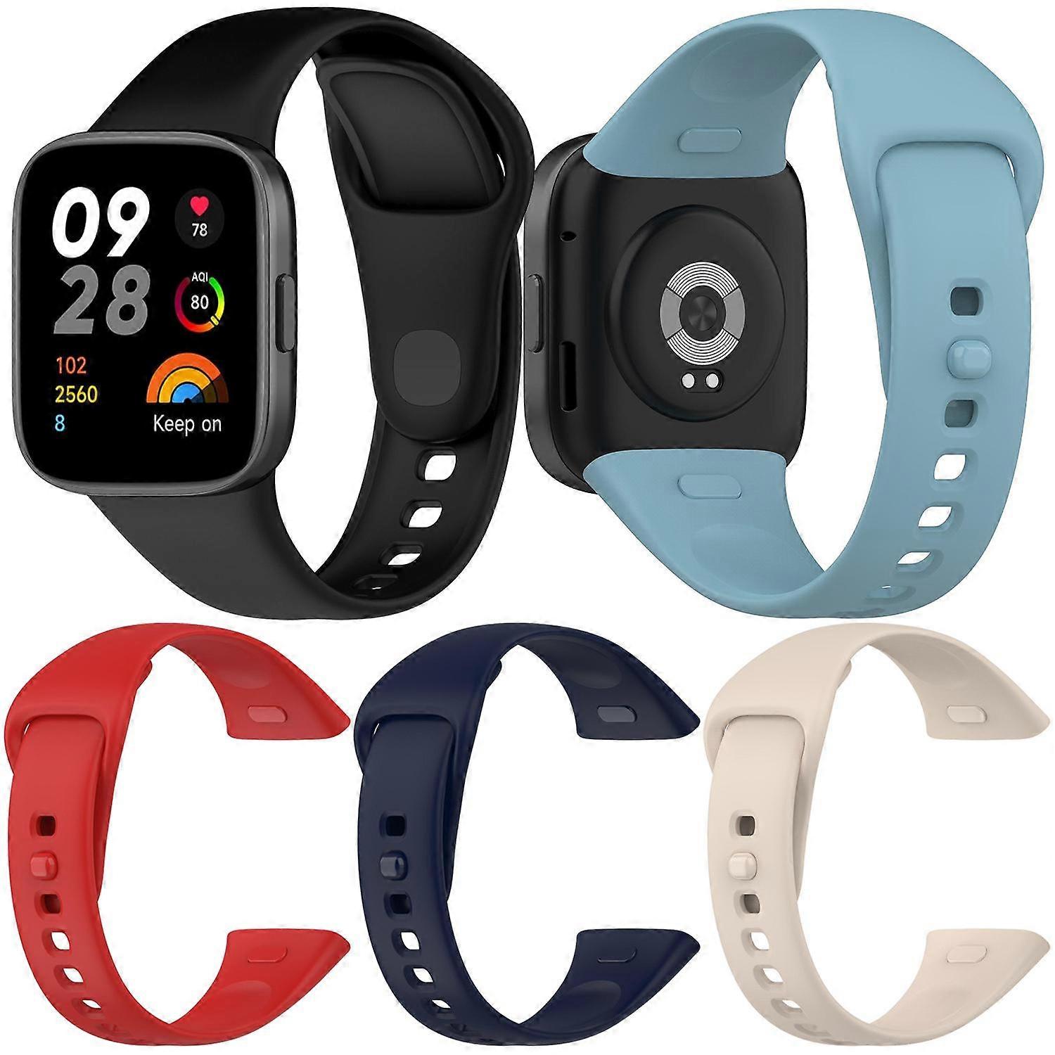 5 Pack xDfind Solid Color Silicone Watch Band, with Button For Redmi Watch 3