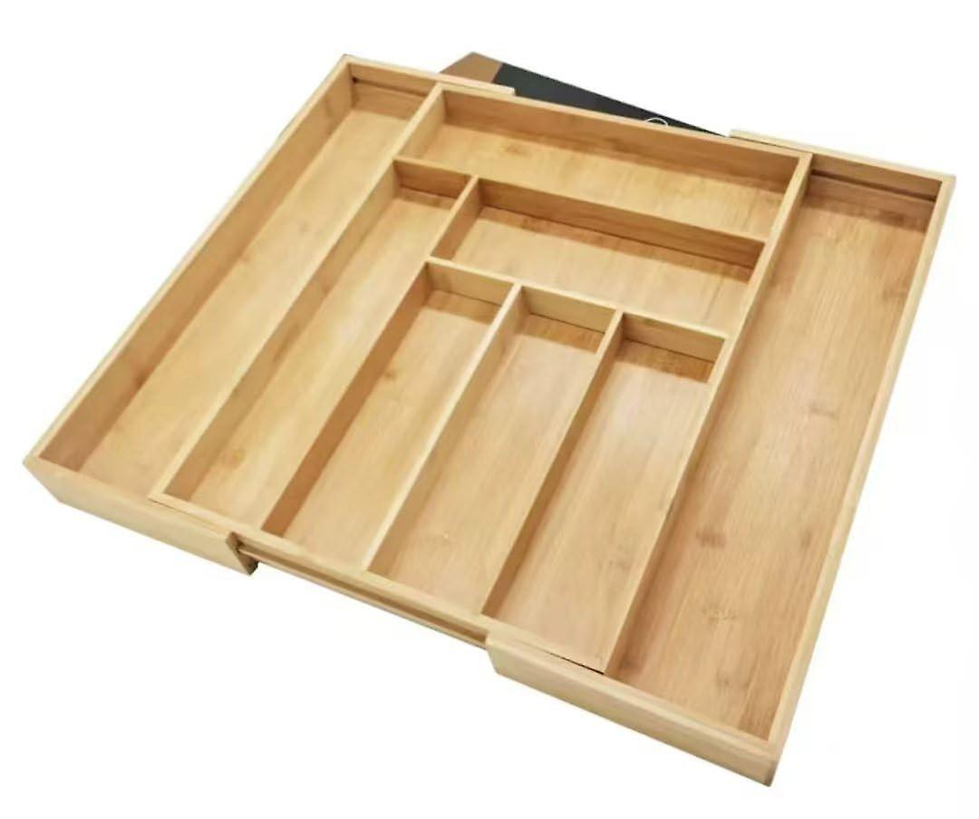 Expandable Bamboo Drawer Organizer with Deep Compartments for Kitchen Utensils and Silverware
