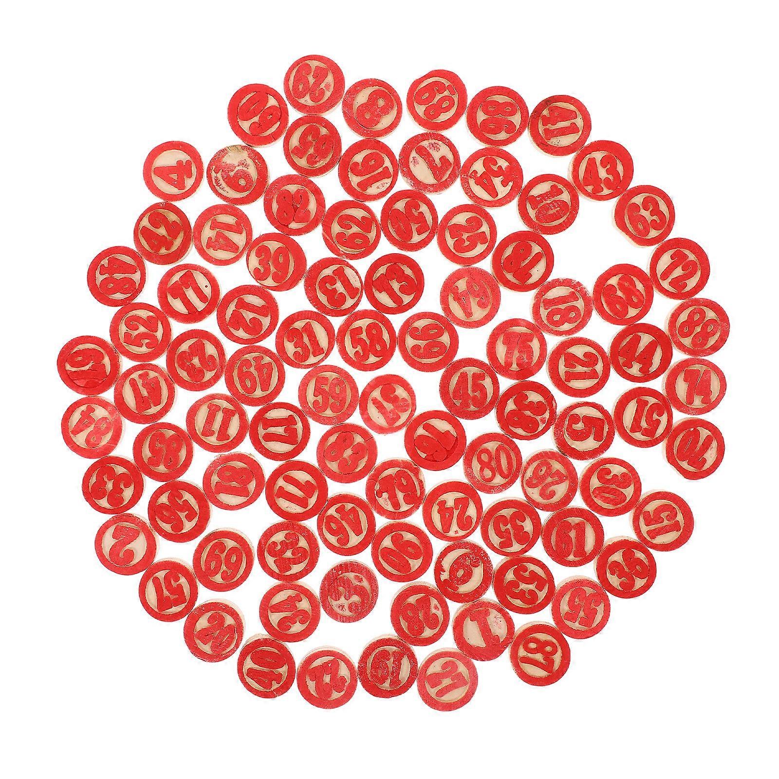 Wooden Chess Pieces for Number Chess Game 2Sets Red