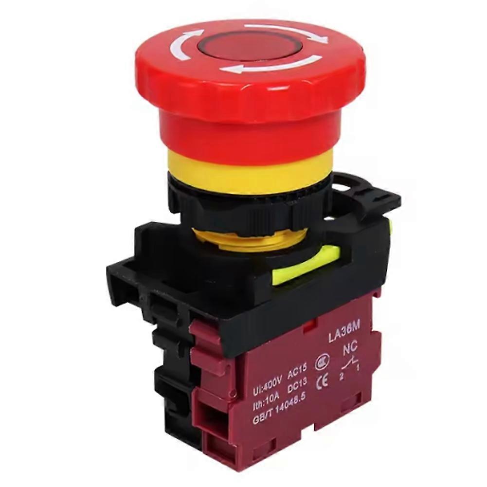 22mm LA36M Emergency Stop Switch Lockable Push Button 1NC Red Mushroom Head E-Stop Switches on Off VaneAims