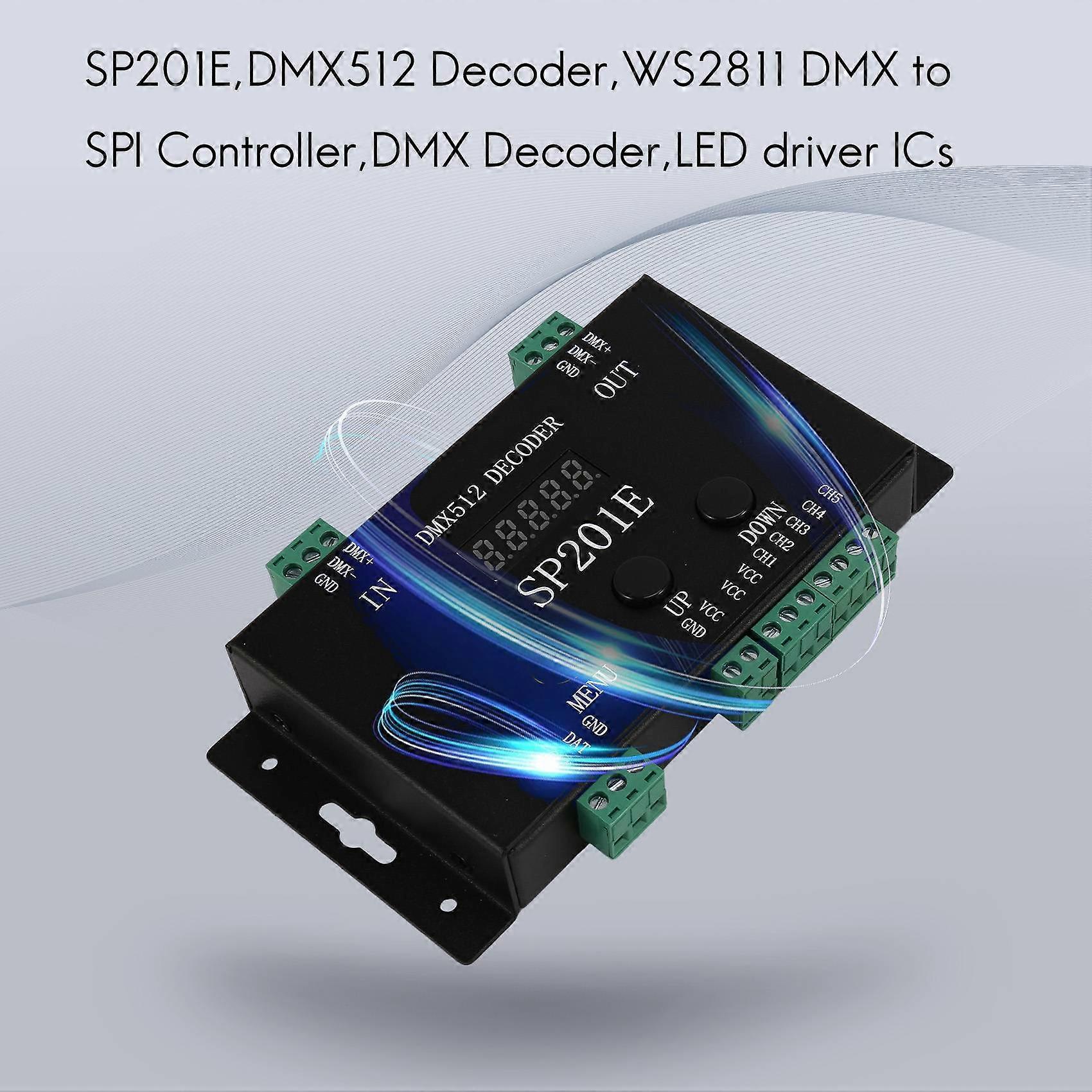 SP201E DMX512 WS2812B WS2811 DMX til SPI Controller Decoder, Støtte flere ICer