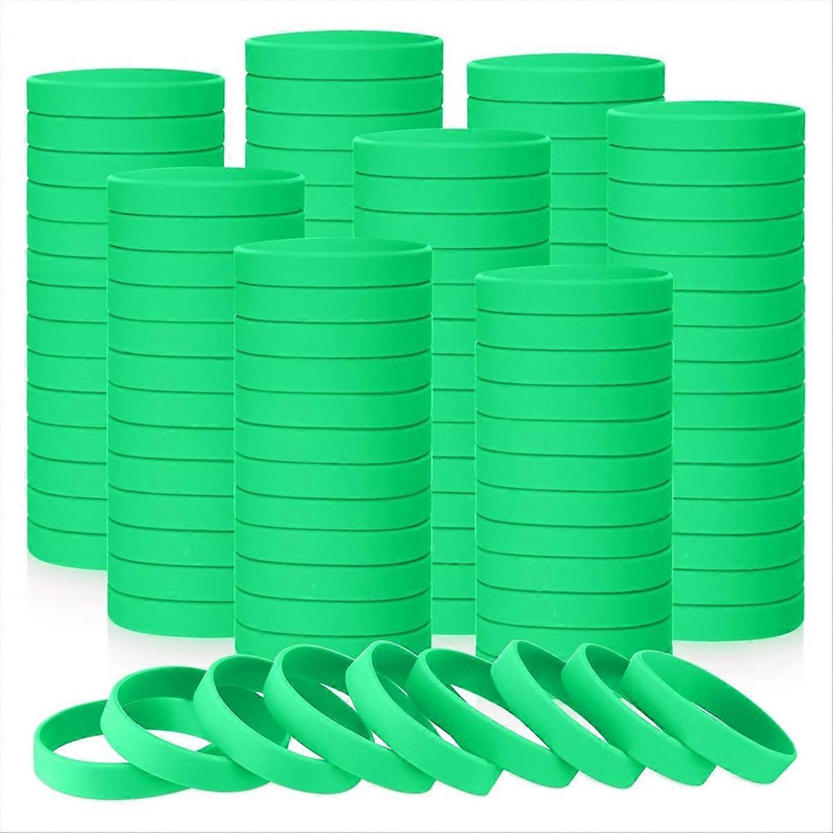100Pcs Blank Elastic Solid Color Silicone Wristbands Stretch,C