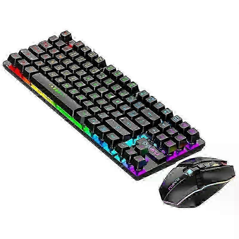 R905 2.4G Wireless RGB Gaming Keyboard and Mouse Set, 87 Key Rechargeable Backlit Combo for PC Gamers