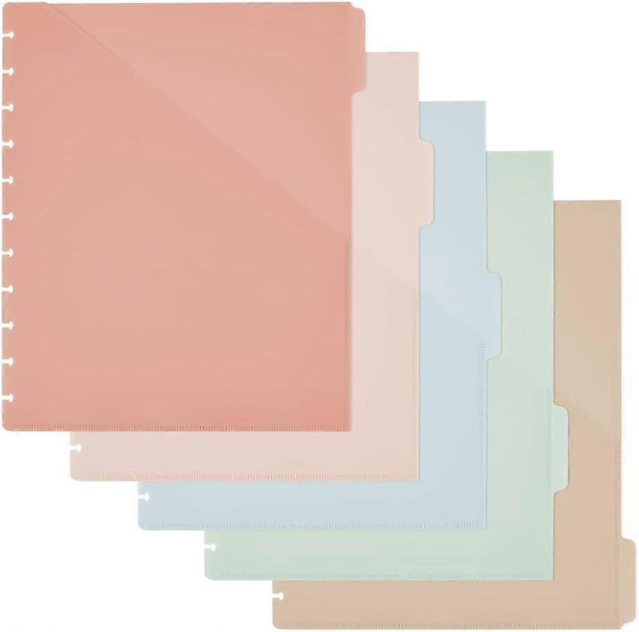 10 Sheets 5-Tab Binder Dividers 29.5x24cm 11-Ring Binder Notebook Index Divider Plastic Divider Set with Tab Labels Dark Color Write-On Dividers for N